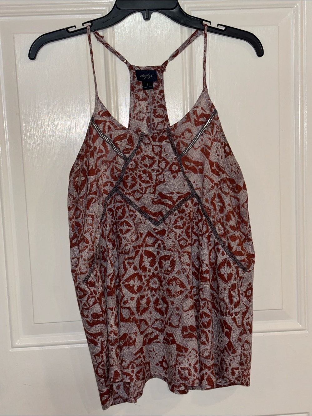 Daytrip Rust and Ivory Printed Racerback Tank